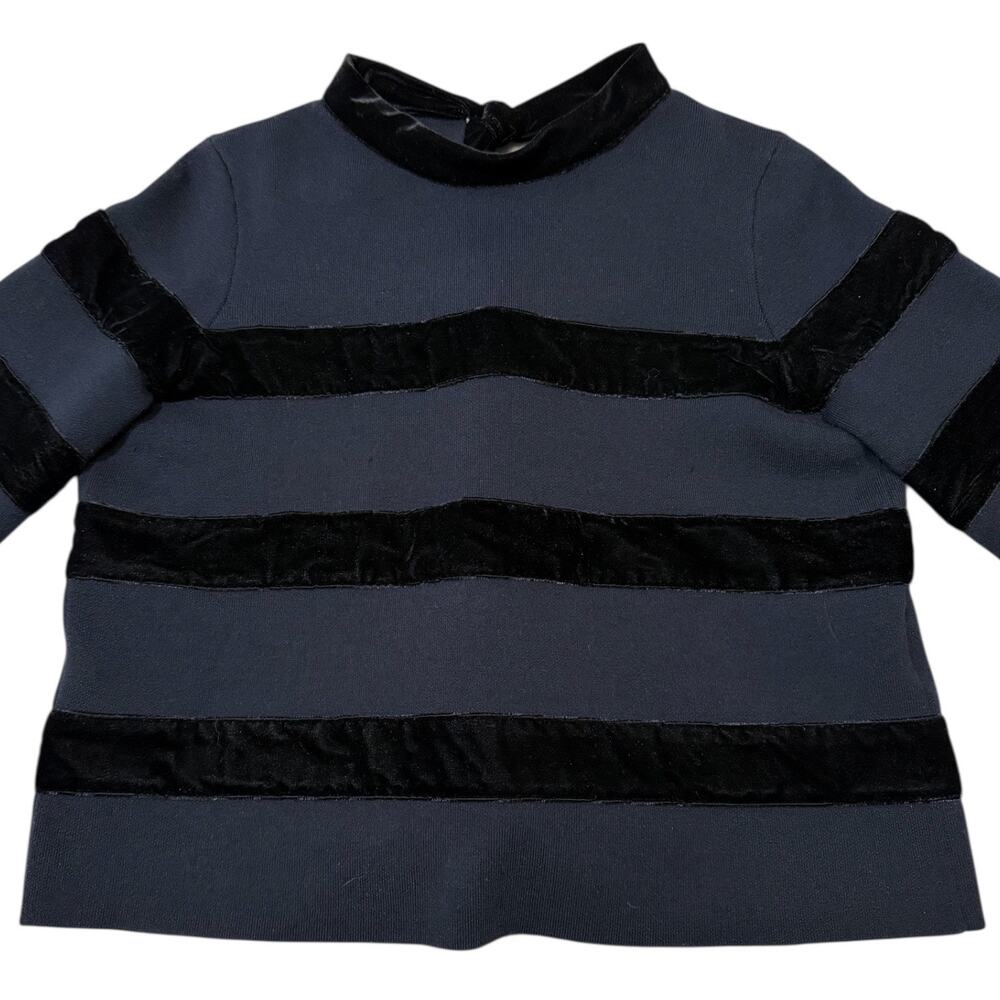 Maje Velvet Stripe Meline Knit Crop Top Open Back Navy Blue Size 2 / Medium - Picture 7 of 10